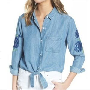 Rails Val Medium Vintage Floral Patch Button Down Shirt Size Small